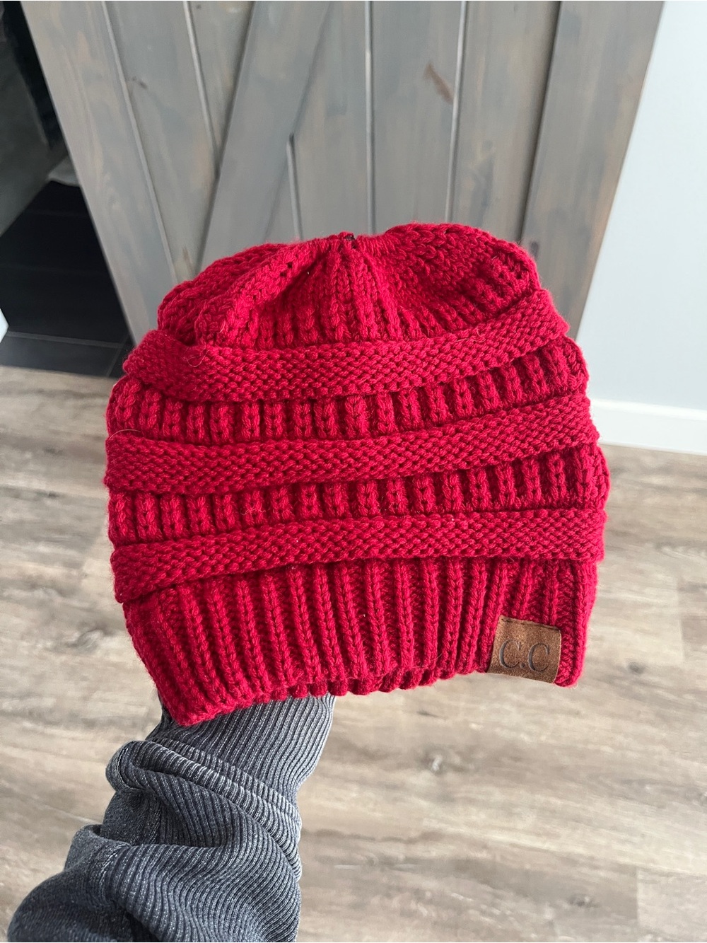 C.C Women’s Red Textured Knit Beanie
